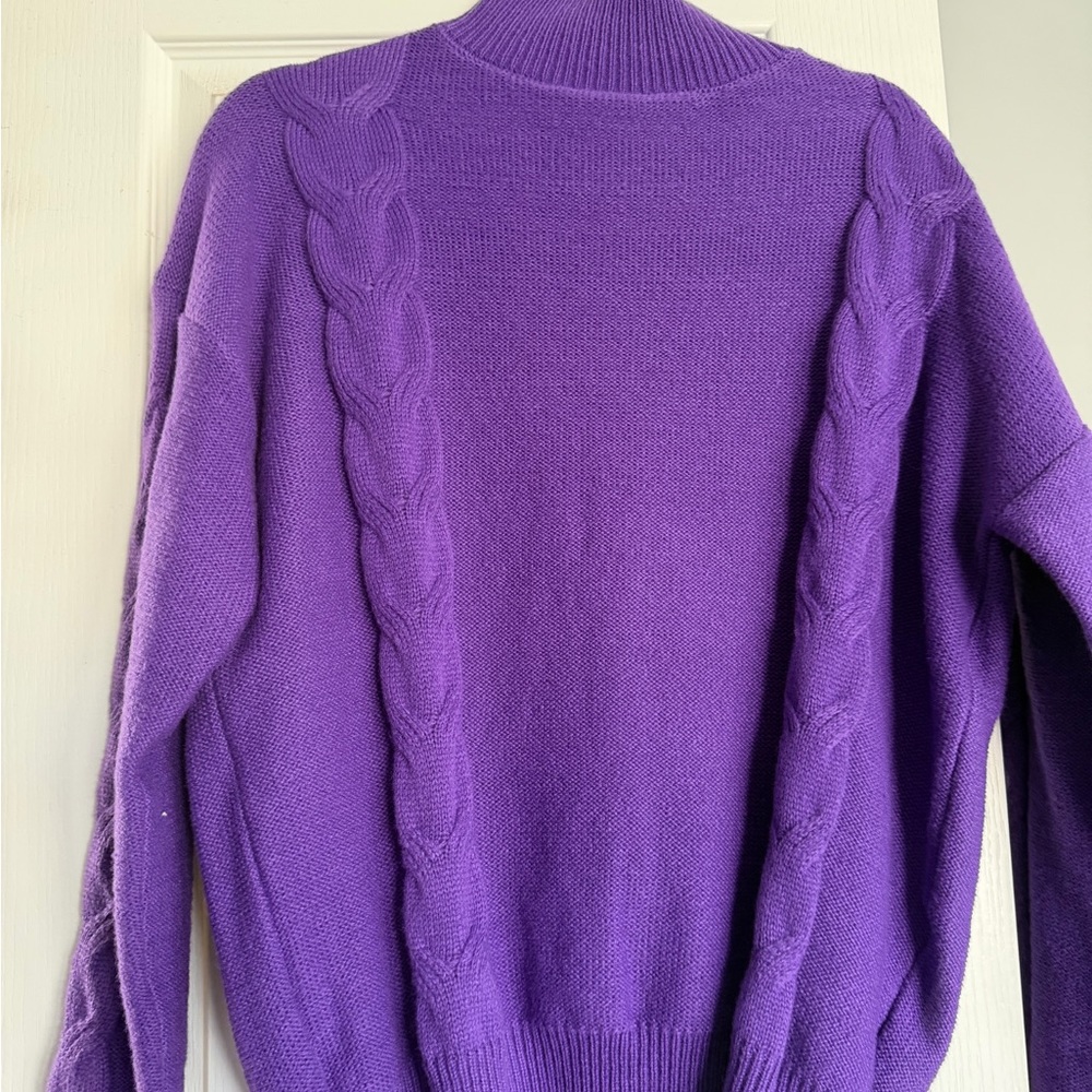 Purple Cable Knit Women's Sweater